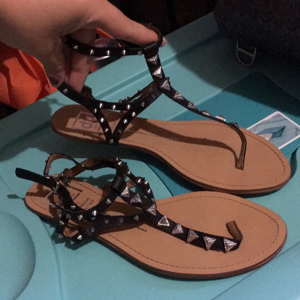 Black stud sandals